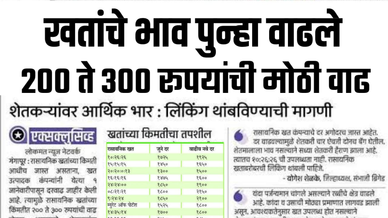 खतांच्या भावात पुन्हा वाढ
